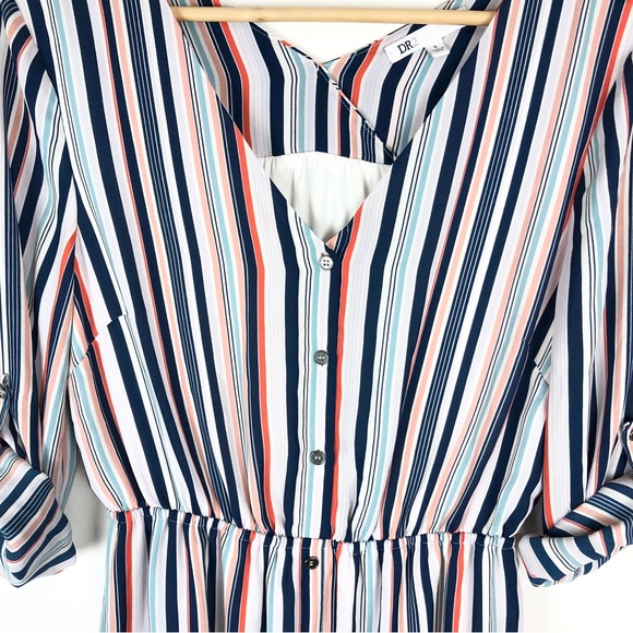 DR2 Long Sleeve Button Down Vertical Striped Dress - Picture 6 of 11